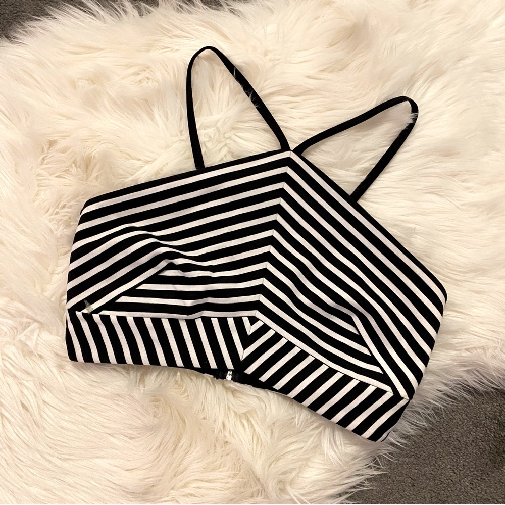 Dynamite Black and White Stripe Crop Top